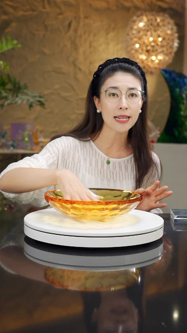 手工艺品琉璃琥珀色切面果盘