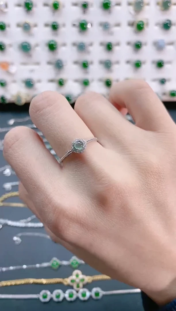 【闪购商品】翡翠戒指银S925镶嵌天然翡翠