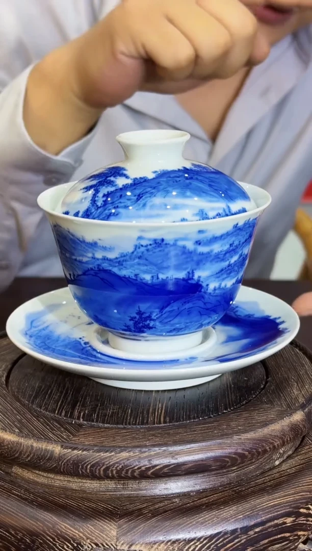 076函夏非遗黄景藏hjz山水三才盖碗