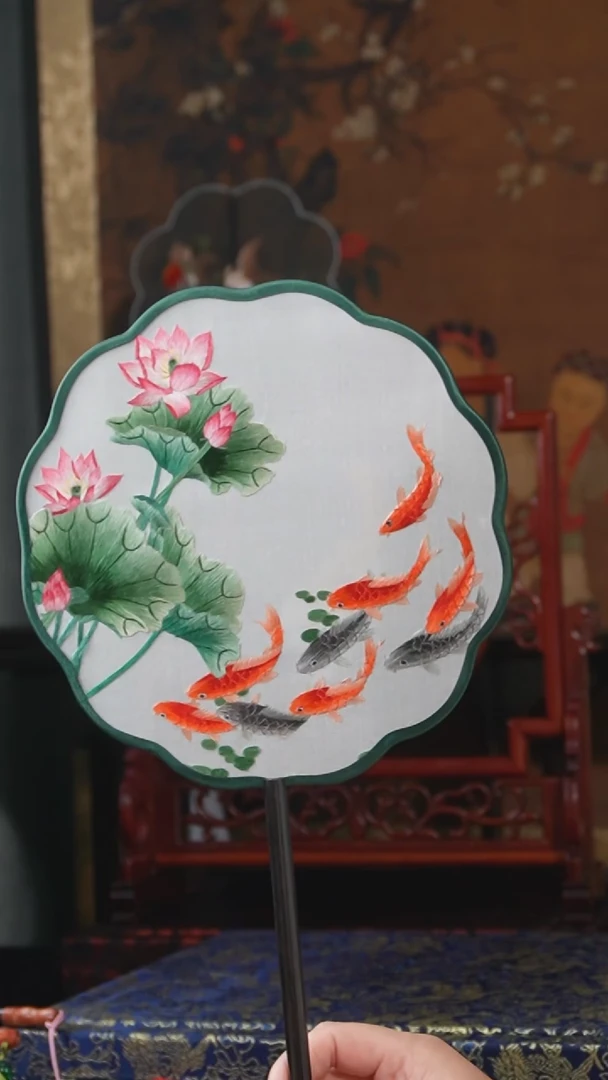 刺绣团扇-双面绣花非遗