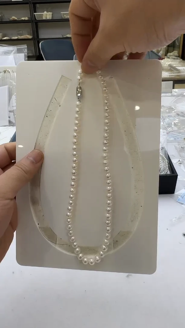 淡水珍珠银S925镶嵌项链7mm 无核