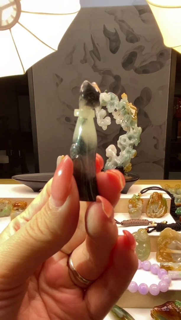 未镶嵌挂件翡翠翡翠冰乌鸡小猫咪