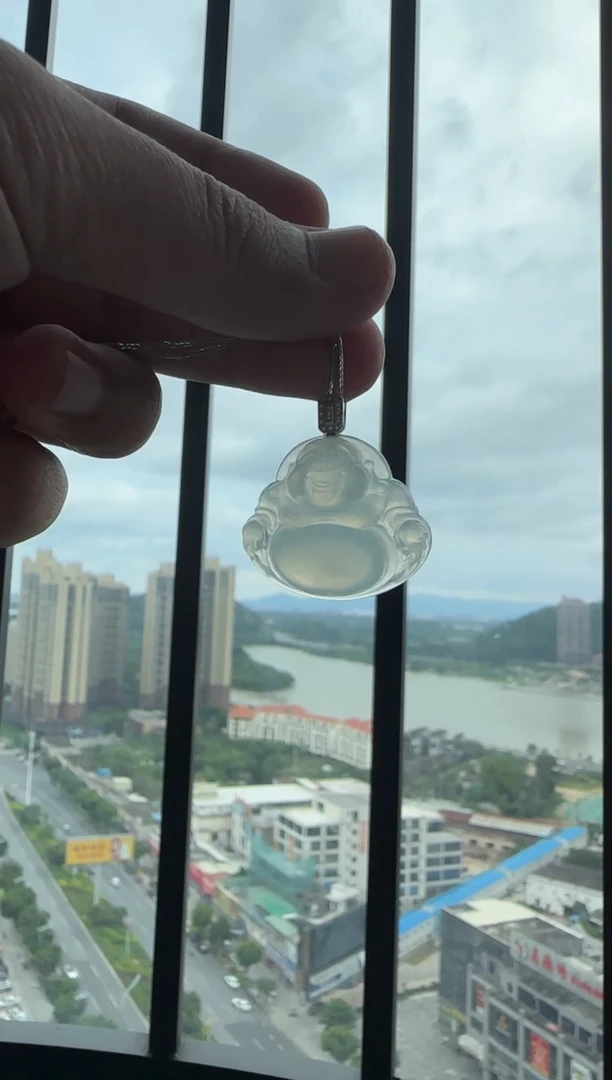 翡翠18K金镶嵌颈饰三**百天然A货翡翠高冰佛公吊坠 多样性一件