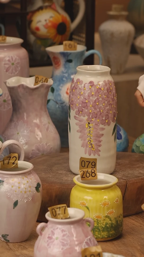 陶瓷景德镇设计师手作花器摆件侘寂风@M079@
