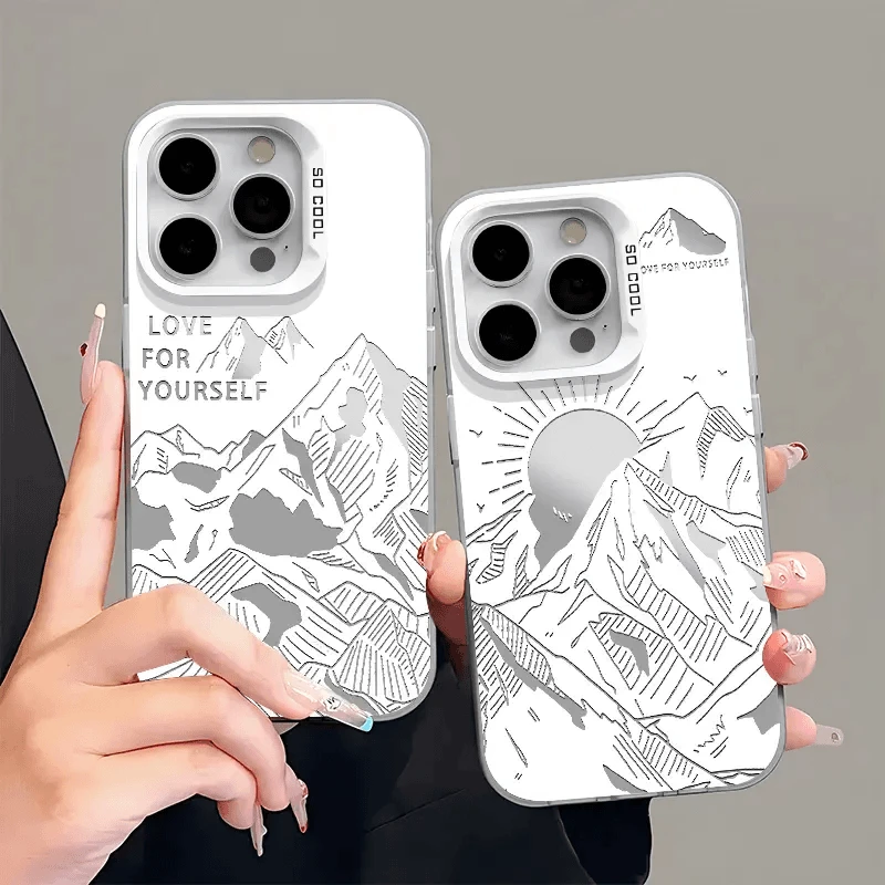 适用彩银日照金山苹果16promaxiPhone手机壳华为oppo小米vivo防摔