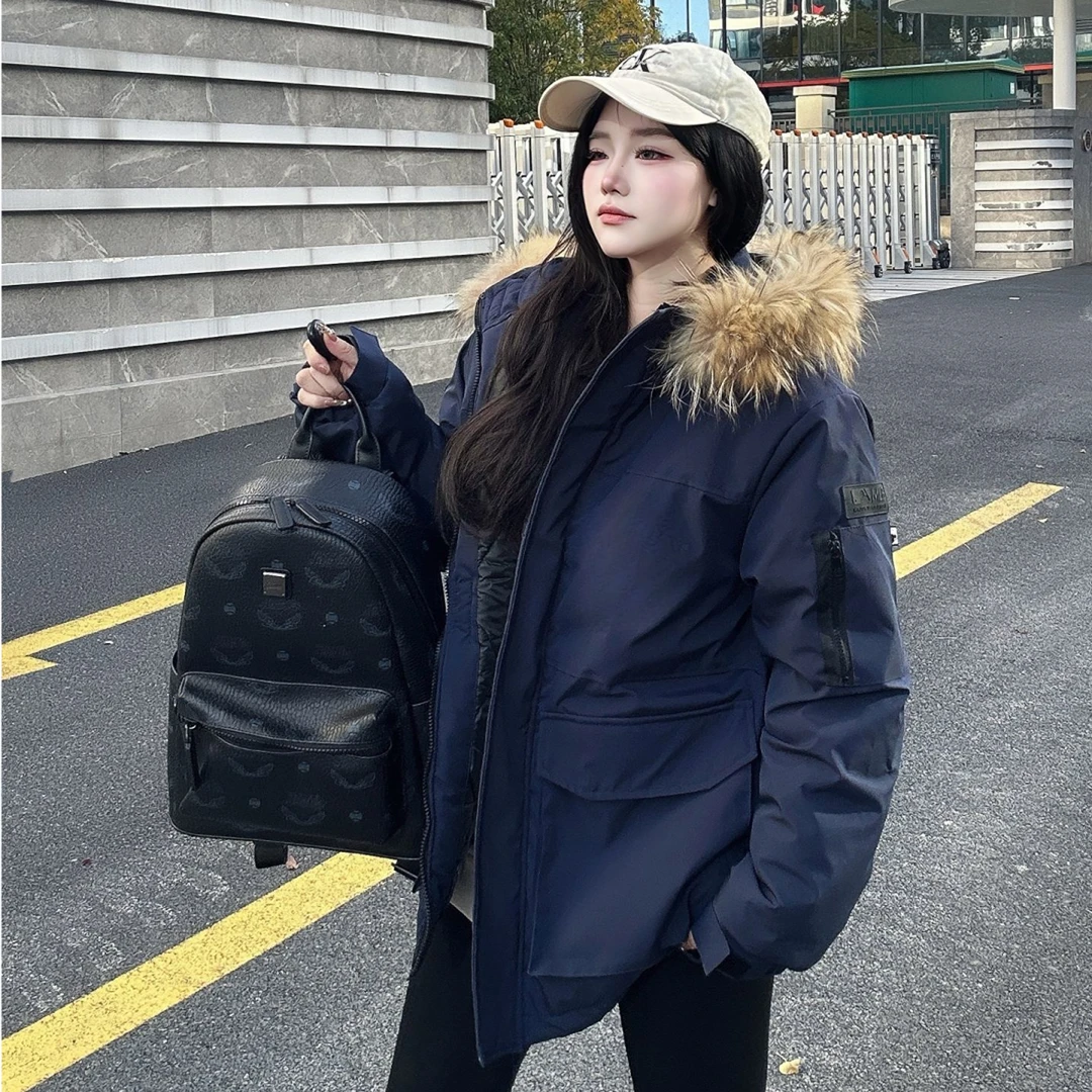 一代羽绒服加厚短款连帽男女同款情侣装宽松中长款