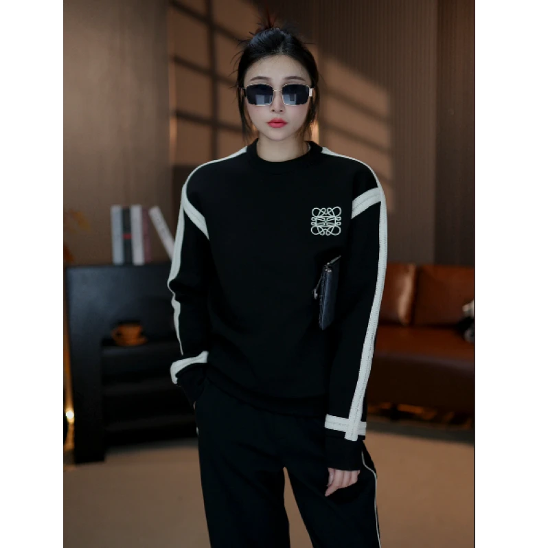 [麦森森专属]25秋冬拼接复古卫衣麻花宽肩膀廓形百搭时尚潮针织