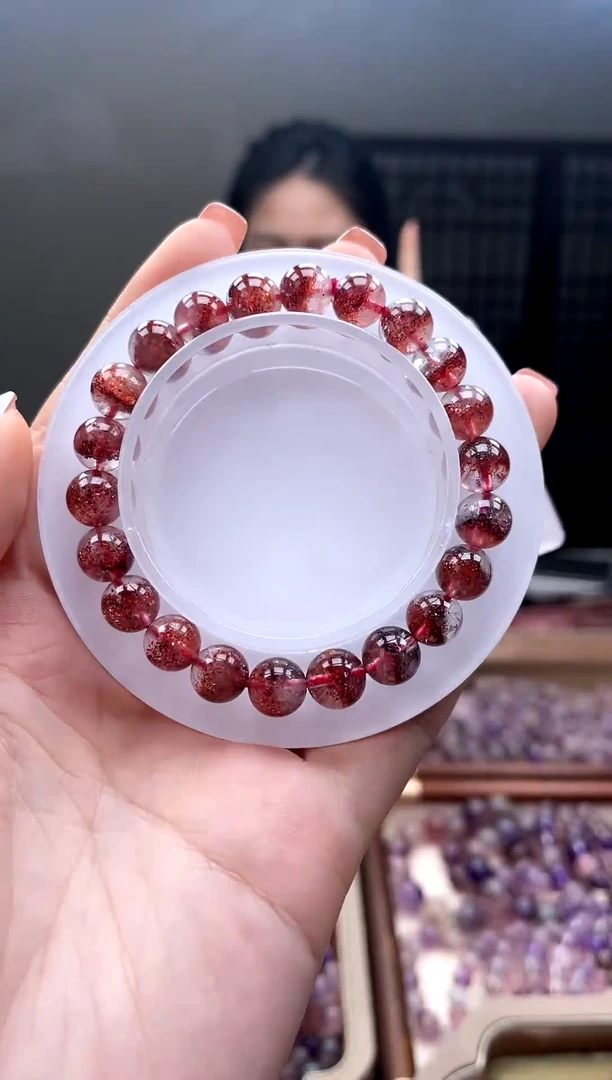 未镶嵌手串发晶【迎迎甄选】超七金草莓手串8mm  多样性发一