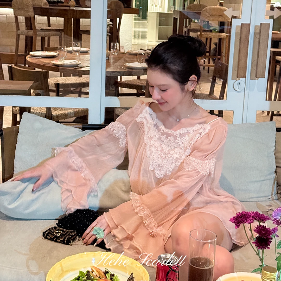 你的呵呵scarlett|花漾盛夏|法式浪漫轻纱蕾丝上衣