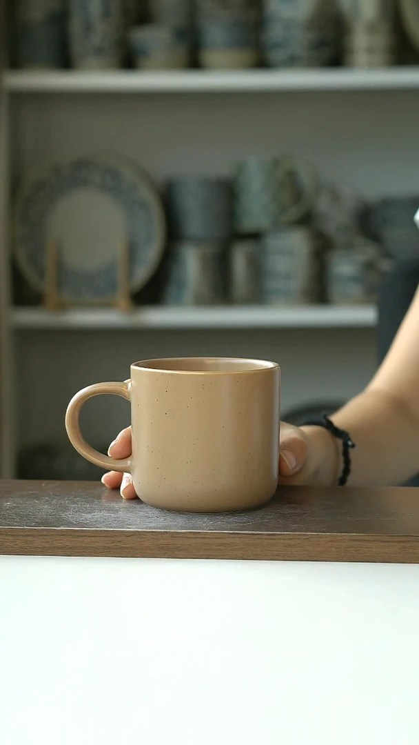 微瑕出日沙釉咖马克杯320ml@7-7@