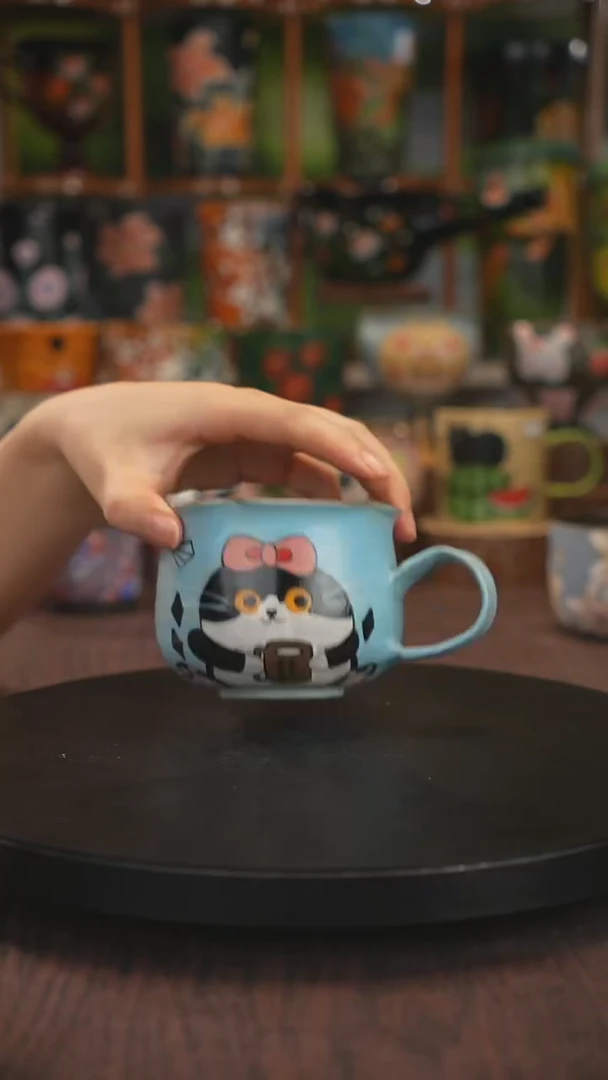 紫砂油画手绘釉下彩脏脏杯