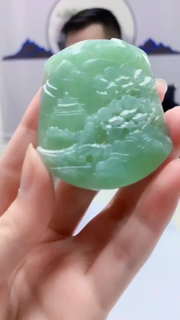 【闪购商品】定制翡翠未镶嵌5152zm-毛货挂件277山水