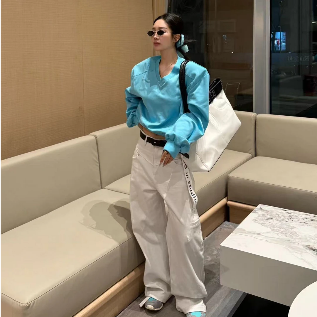 宠儿【2025春款3色V领时尚百搭垫肩卫衣】