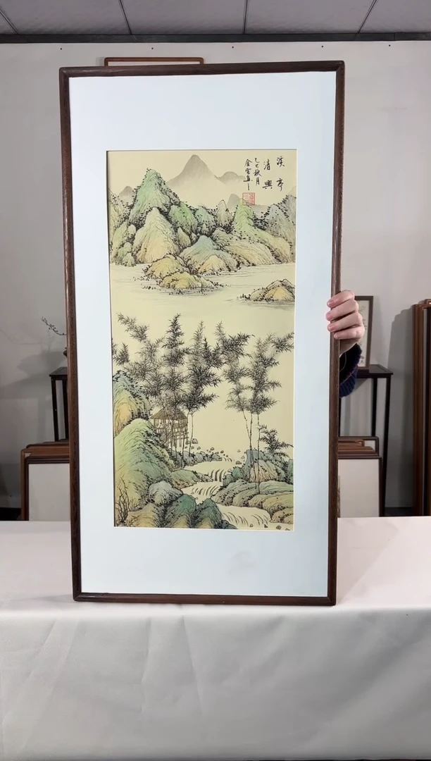 国画手绘*溪亭清兴*47*92cm