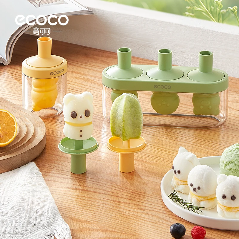 ecoco立式雪糕模具可爱创意家用制冰自制冰棒冰淇淋冷冻冰块果汁