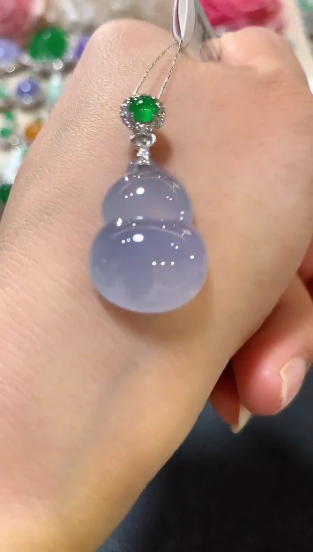 吊坠(不含链)18K金镶嵌翡翠z99  紫色有色差