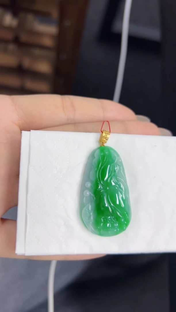 【闪购商品】翡翠颈饰18K金镶嵌Q缅料A货翡翠/支持复检/一件
