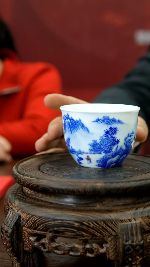 【闪购商品】007函夏非遗吴小琴青花山水缸杯