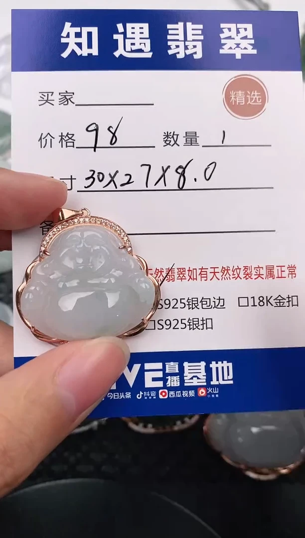 颈饰银S925镶嵌翡翠挂件