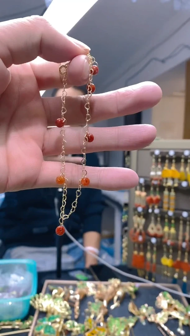 【闪购商品】翡翠耳饰合金90翡翠脚链