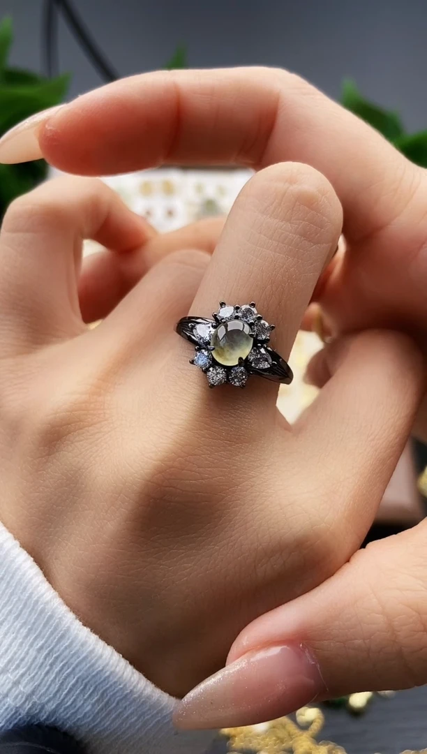 银S925镶嵌戒指翡翠12