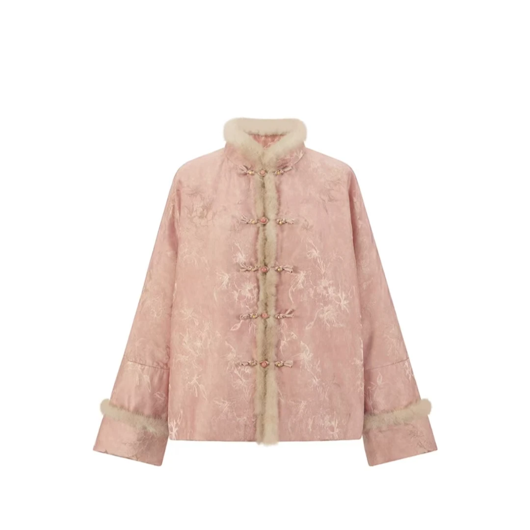 2025立领保暖拼接棉服新中式大码棉衣厚款常规长袖染色