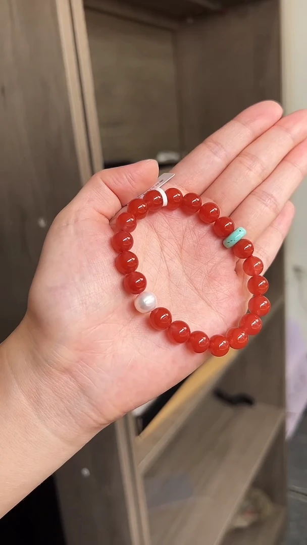 未镶嵌珠串南红玛瑙C10保山河湾冰红9mm+