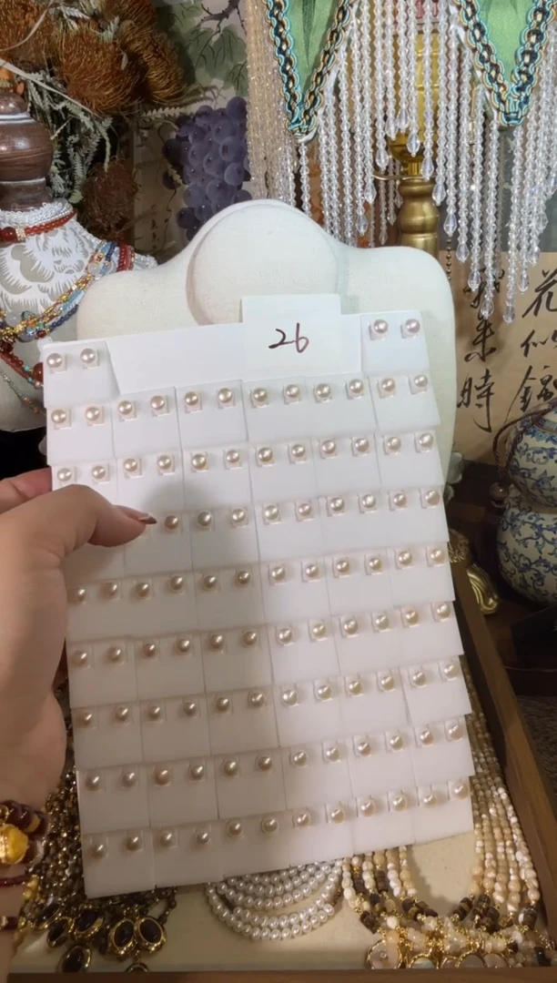 银S925镶嵌耳饰淡水珍珠中号 026