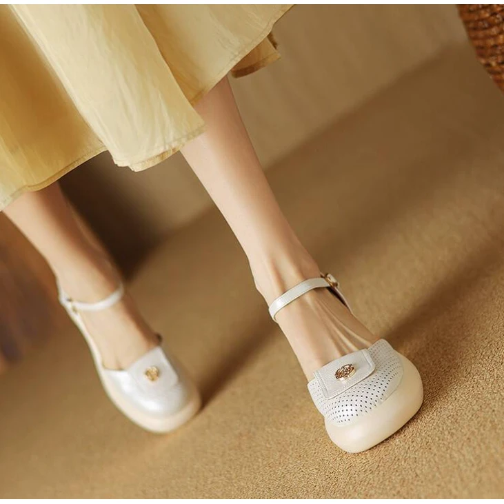 李大龙~羊皮6.5公分/新款夏季法式时尚粗跟百搭凉鞋女鞋515