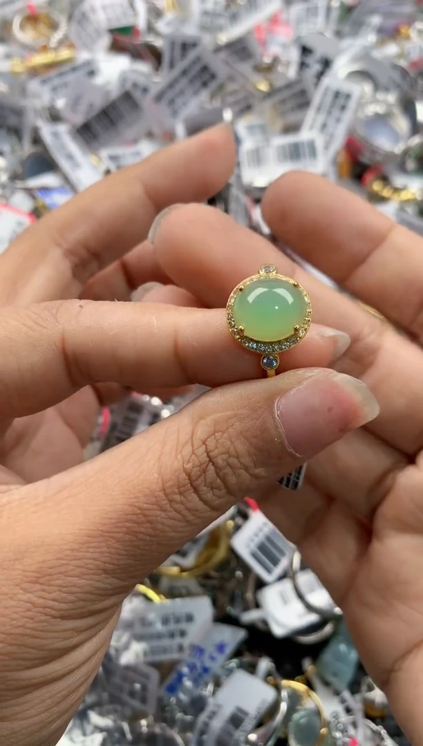 银S925镶嵌戒指翡翠888---9
