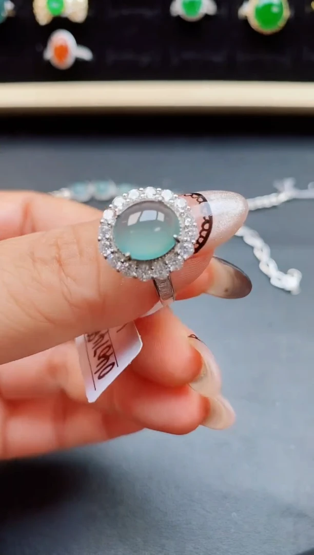 翡翠戒指银S925镶嵌50850508