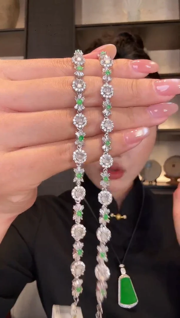 银S925镶嵌手链翡翠16多样性发其一