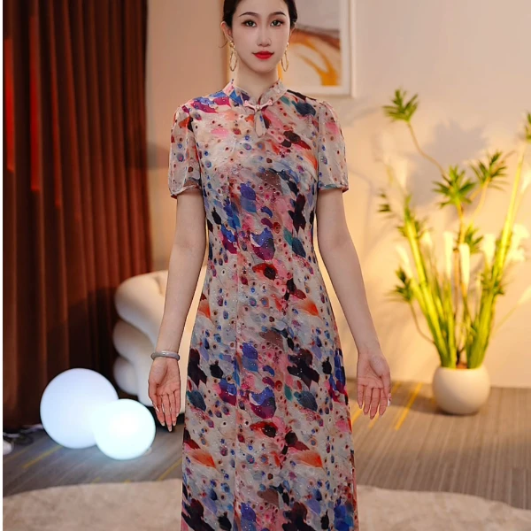 洋气女装裙子气质修身显瘦时尚印花连衣裙25L666