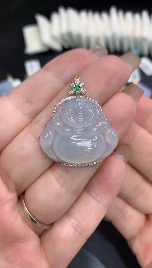 吊坠(不含链)18K金镶嵌翡翠1111