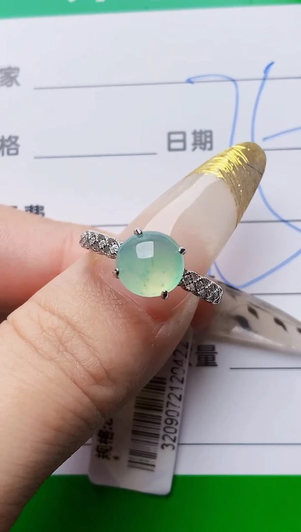 银S925镶嵌戒指翡翠0377