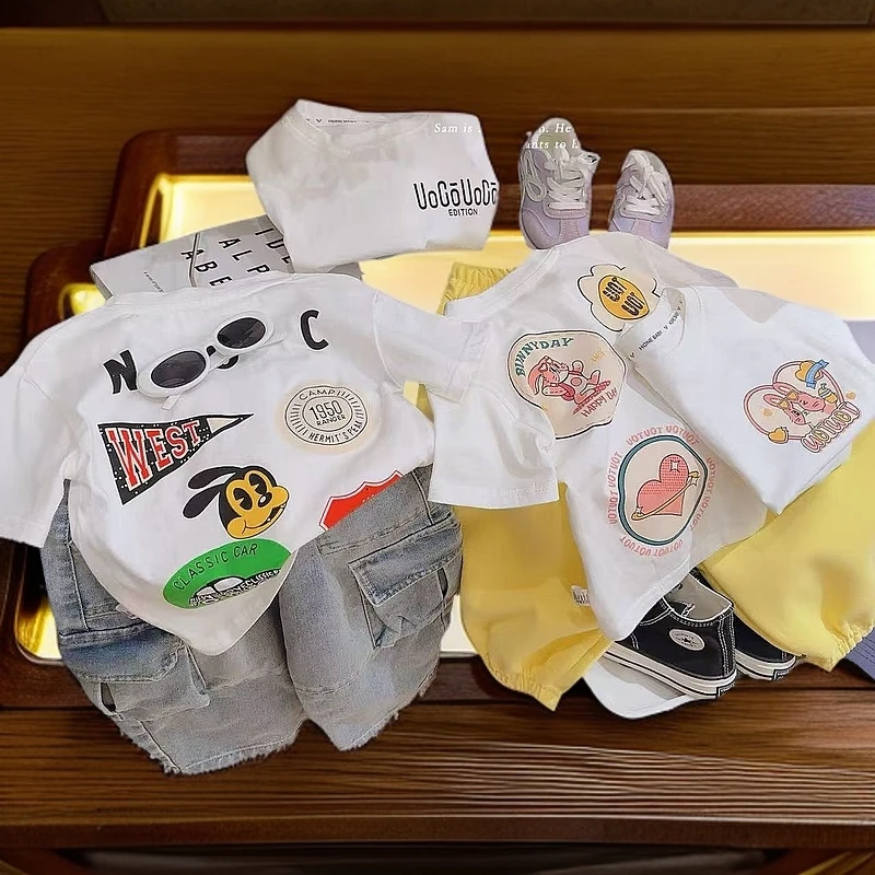 新款儿童短袖T恤韩版卡通印花宝宝夏季纯棉休闲打底短袖上衣童装