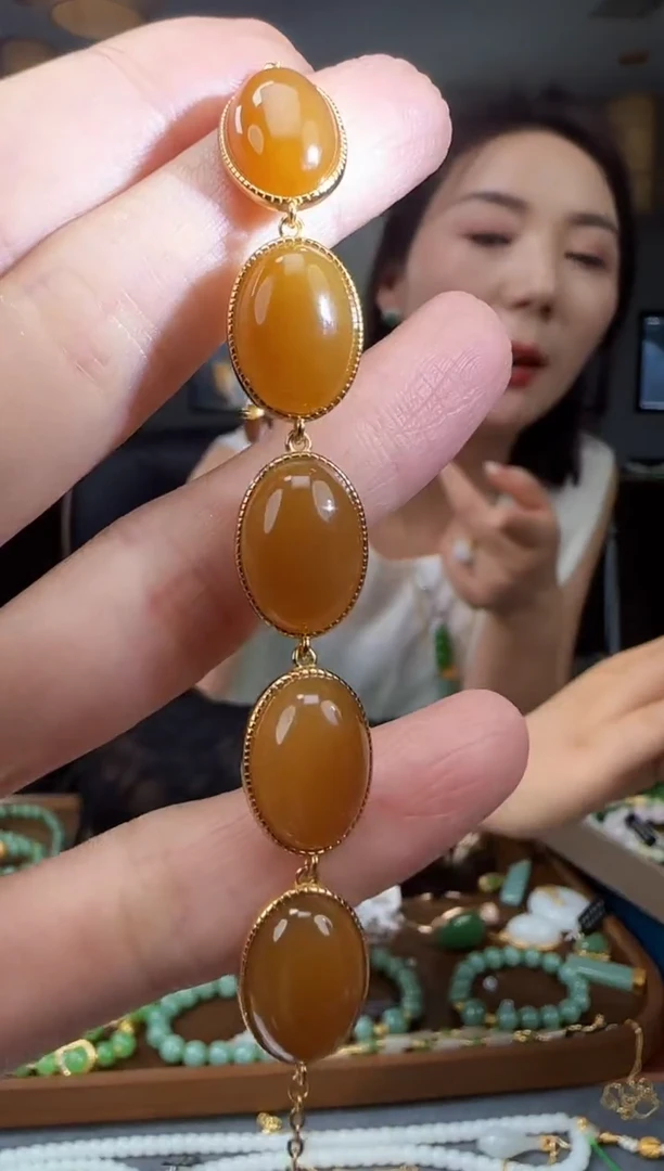 银S925镶嵌手链和田玉1