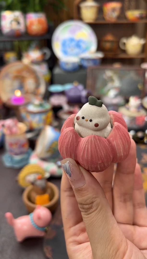 紫砂可爱蒜鸟茶宠摆件
