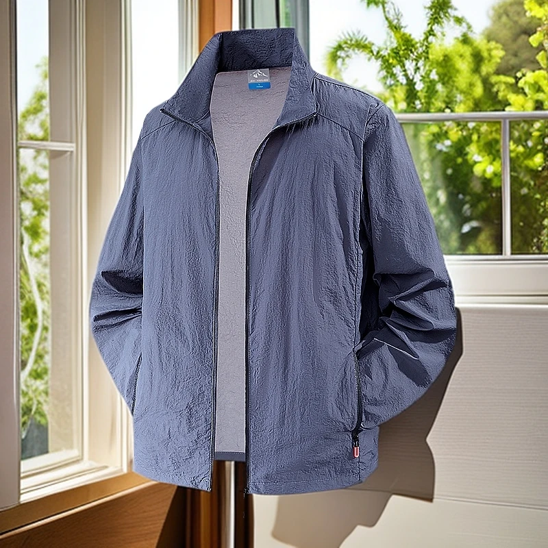 夏季男士户外钓鱼透气轻薄立领运动风超薄防晒衣皮肤衣休闲款薄款