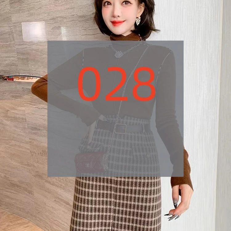 028-新款秋季高领拼色打底衫