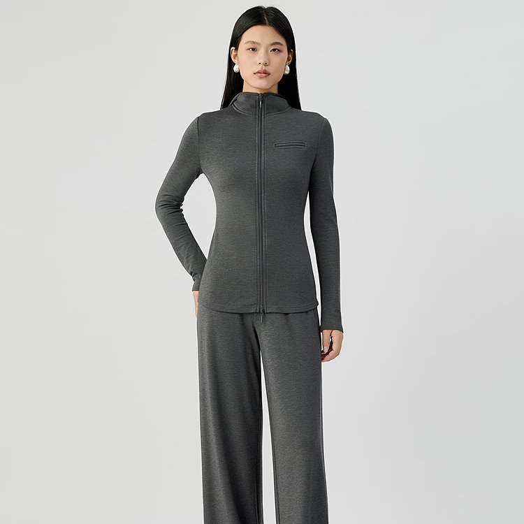 哥弟 发热纱双头拉链带帽收腰外套140054