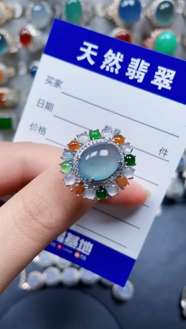 银S925镶嵌戒指翡翠326