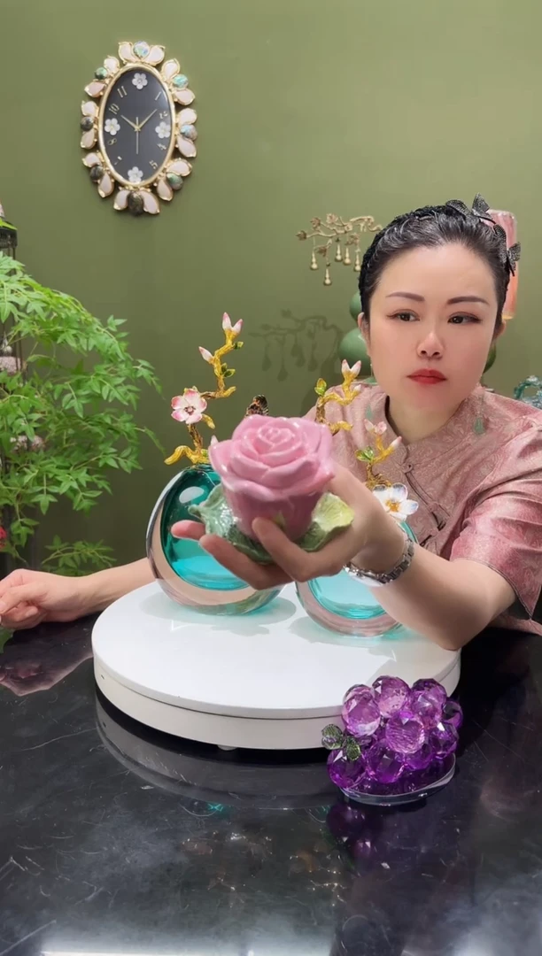 陶瓷玫瑰花牙签盒