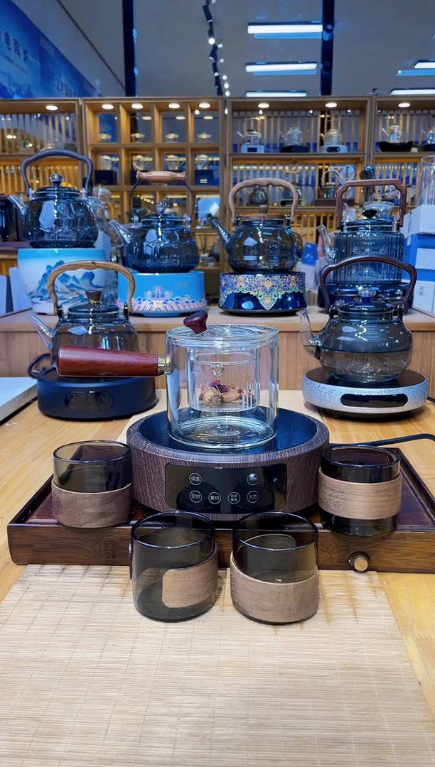 茶简木纹炉+白直觉壶+2只卡口杯