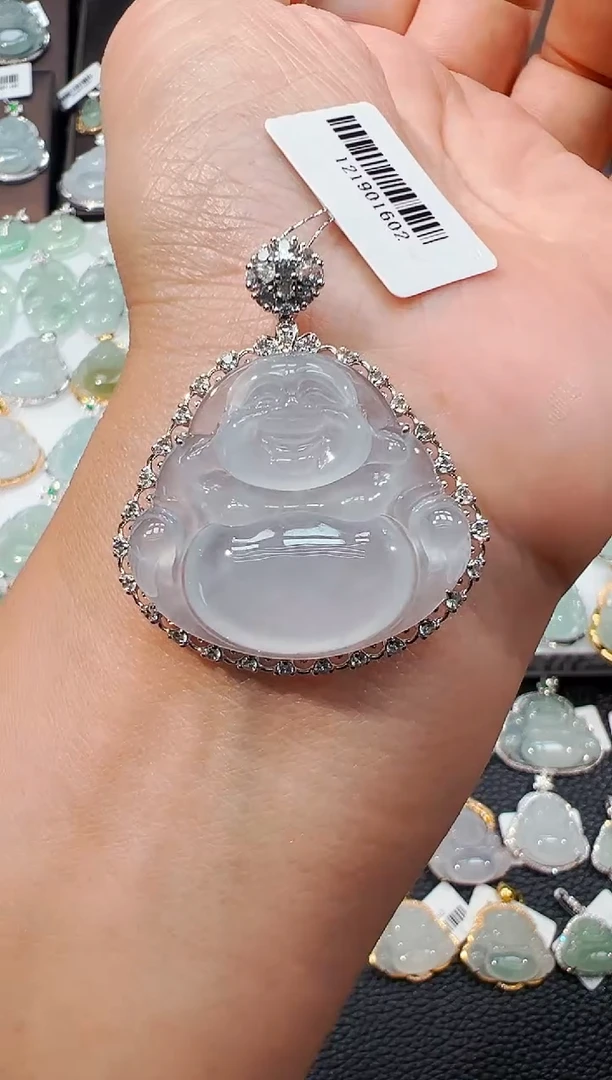 吊坠(不含链)18K金镶嵌翡翠佛公吊坠