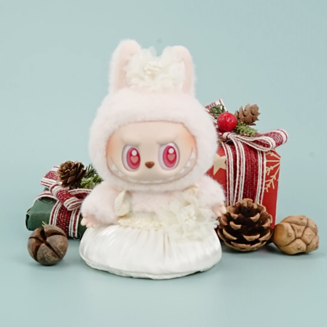 labubu17cm娃衣香槟色花苞裙