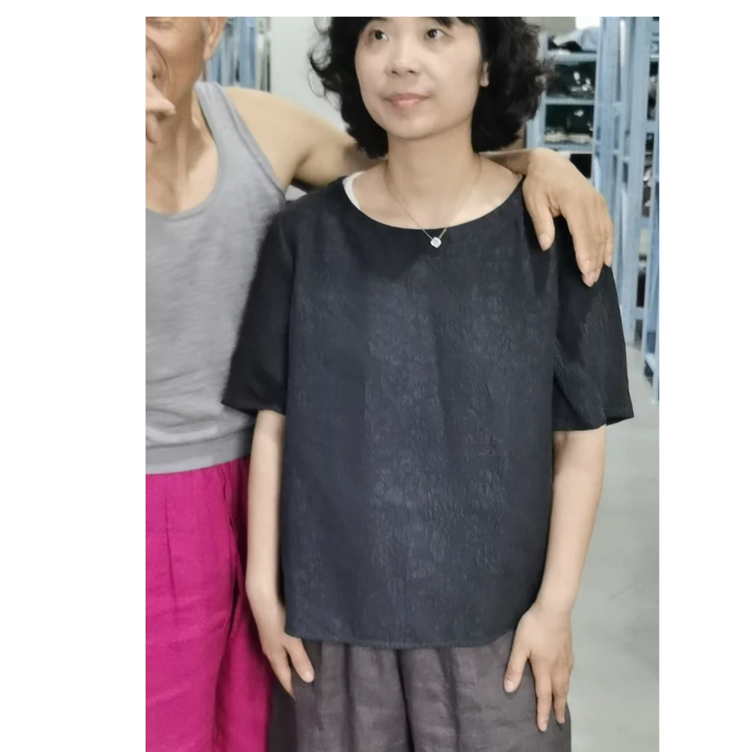 【欧诗莲】夏季新款桑蚕丝圆领女款时尚休闲纯色百搭1016潮流