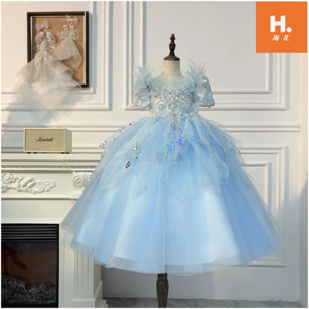 【蓝灵】25年“春”系列高定连衣裙儿童礼服欧若风生日走秀花童
