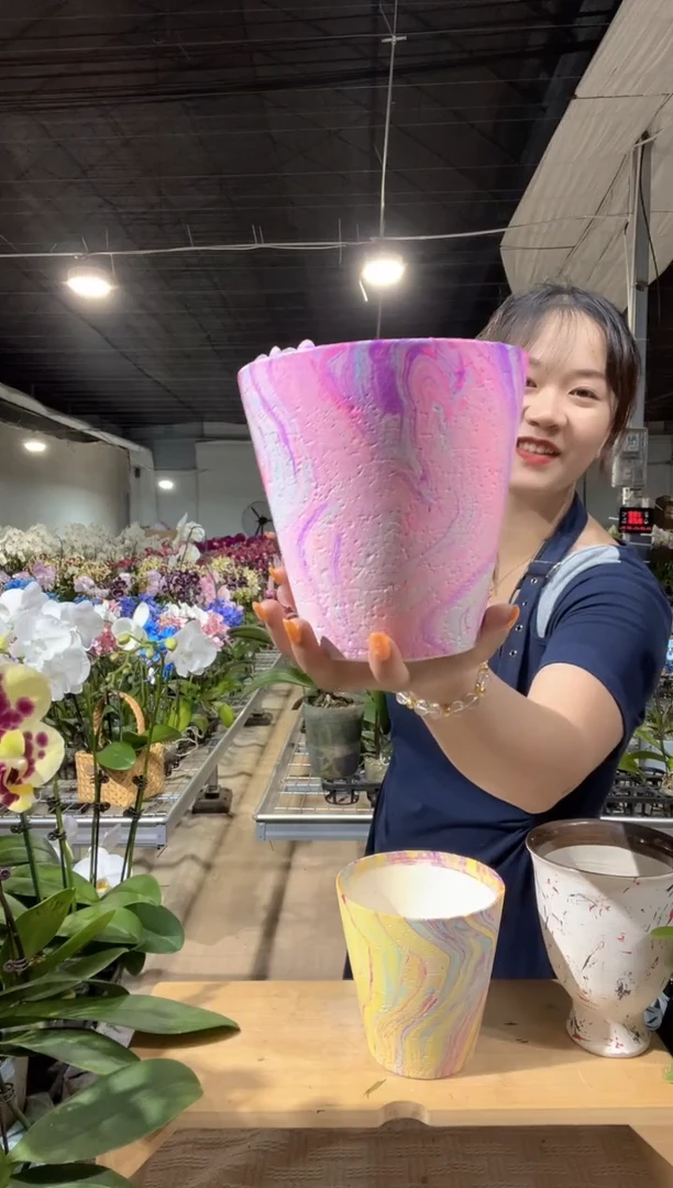 景德镇彩色花盆1个