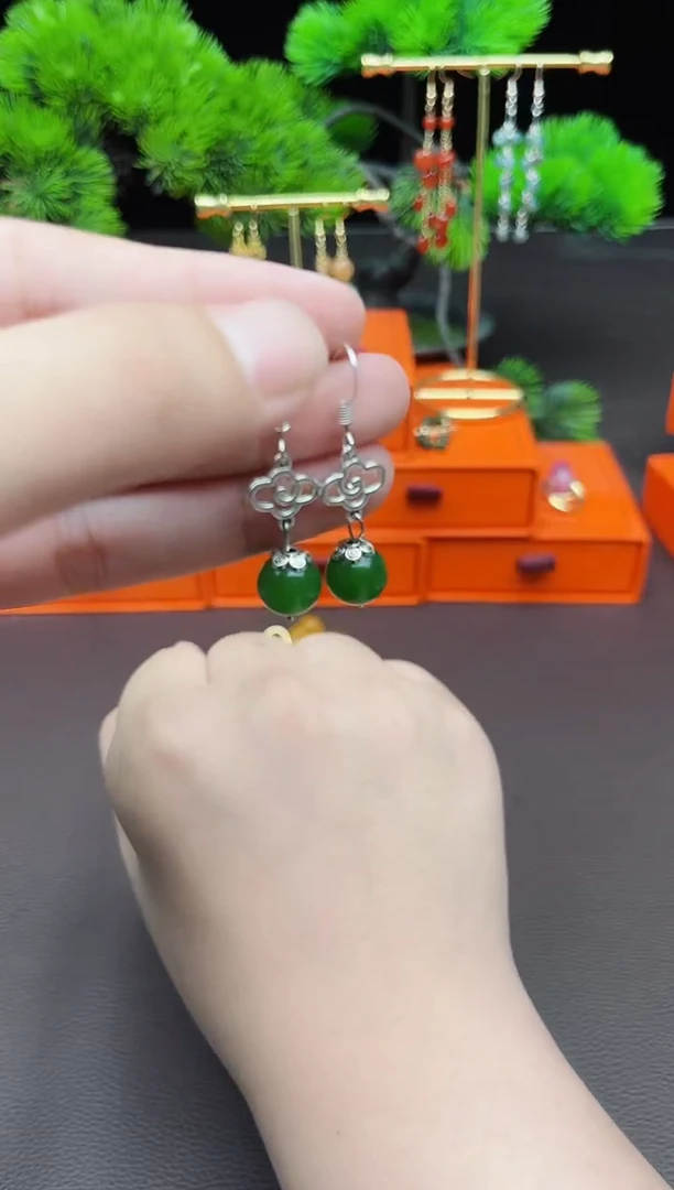 玛瑙/玉髓耳饰银S925镶嵌532